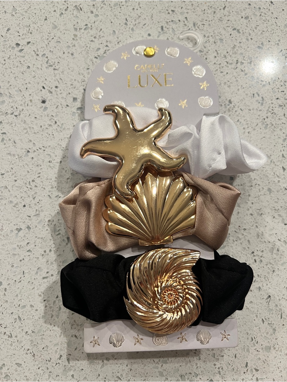 NWT 🐚⚜️ Capelli New York LUXE Nautical Set of 3 Satin Scrunchies